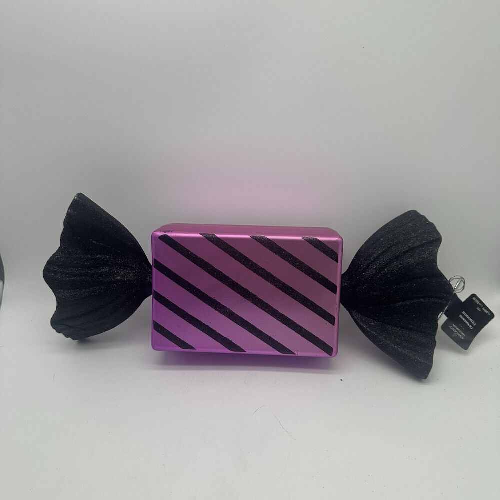 Ashland Halloween Giant Candy Ornament Pink Purple Black Glitter Striped